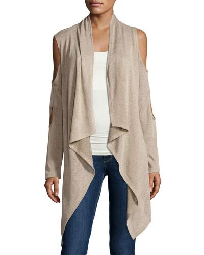 Double-cutout Open-front Cardigan, Khaki
