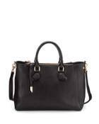 Claire Leather Satchel Bag, Black