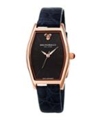 Chiara Oval Watch W/ Croco Strap, Navy/rose