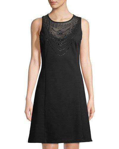 Rhinestone-necklace A-line Dress