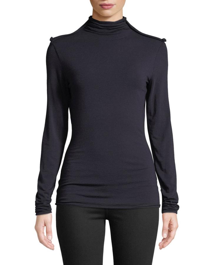 Mock-neck Top W/ Gathered