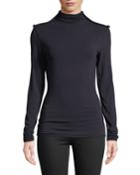 Mock-neck Top W/ Gathered