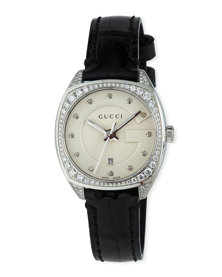 29mm Leather Watch W/ Signature G, Black
