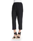 Cropped Linen Trousers, Black