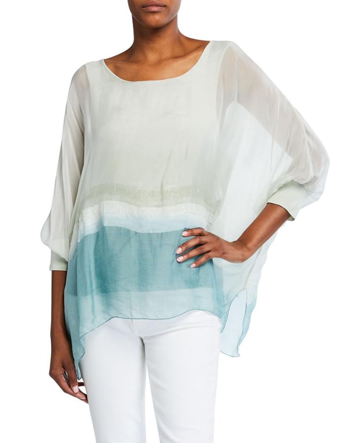 Ombre Silk-blend Poncho Tunic