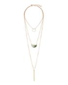 Circle, Abalone & Stick 3-layer Necklace
