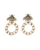 Embellished Bumble Bee Hoop Earrings