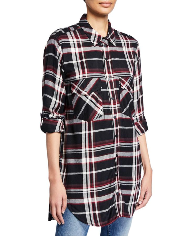 Main St. Plaid Boyfriend Tunic