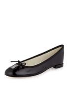 Patent Leather Ballerina Flat With Bow, Black