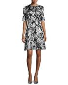 Ikat Fil Coupe Half-sleeve Dress,