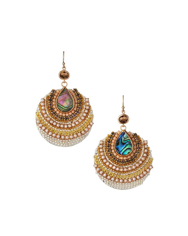 Abalone Beaded Disc Earrings