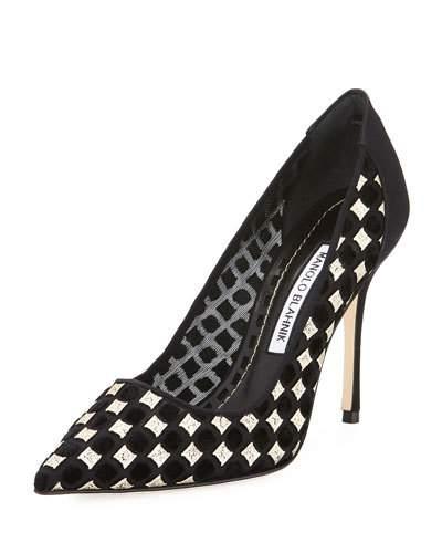 Fortuni Mixed Mesh 105mm Pump, Black/gold