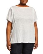 Plus Size Linen Tee W/