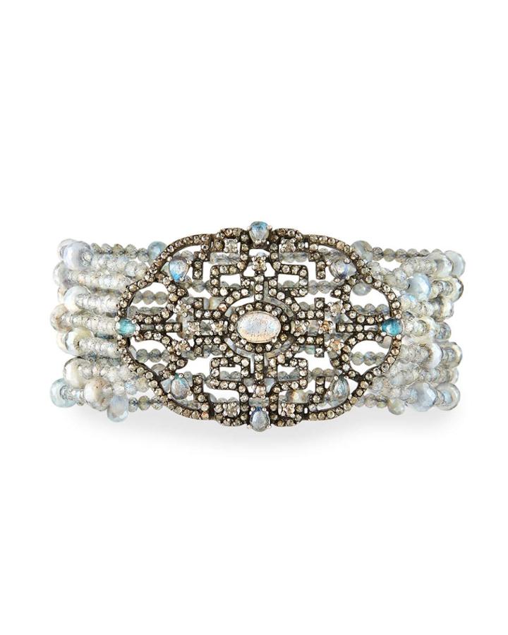Labradorite And Diamond Bracelet With