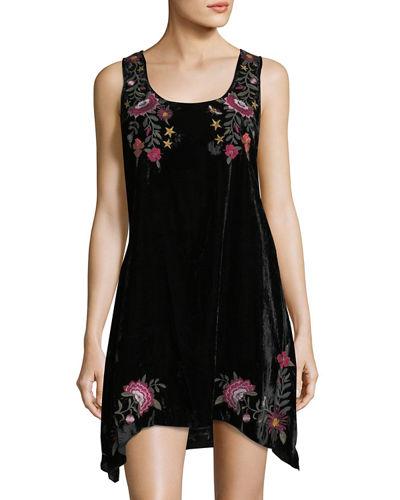 Emilia Embroidered Velvet Dress