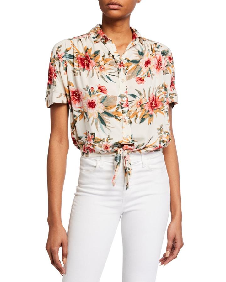 Floral Print Short-sleeve Button-down