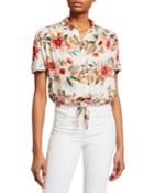 Floral Print Short-sleeve Button-down