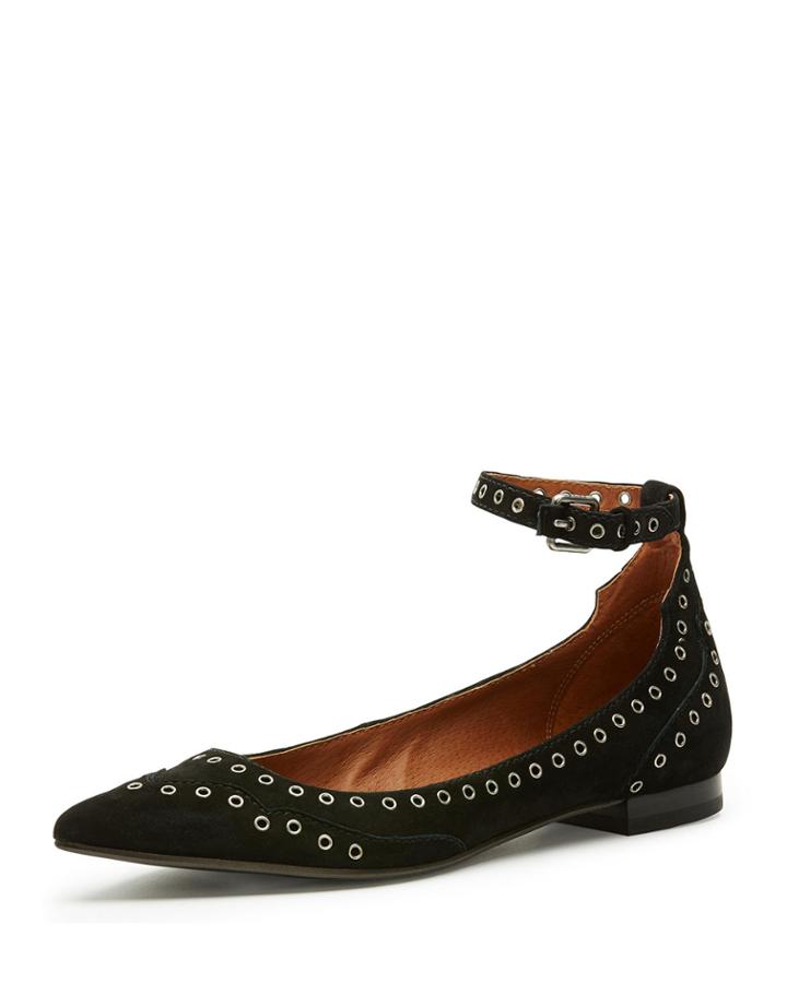 Sienna Grommet Suede Ankle-wrap Ballet Flats
