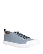 Canvas Lace-up Platform Sneakers, Denim