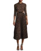 Holly Kaleidoscopic Cutout-waist Pleated