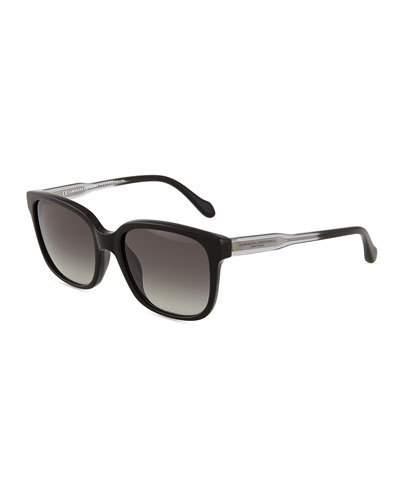 Square Plastic Sunglasses, Black