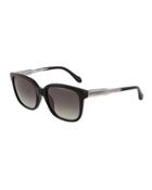 Square Plastic Sunglasses, Black