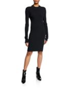 Open-back Long-sleeve Ribbed Dress