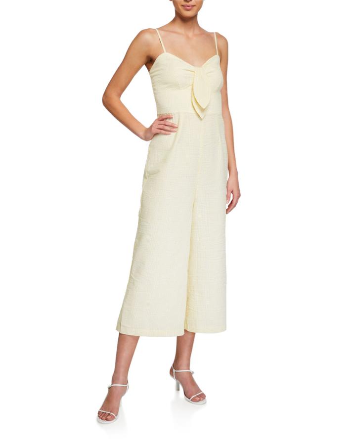 Structured Seersucker Wide-leg Jumpsuit