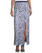 Animal-print Pleated Maxi Skirt W/