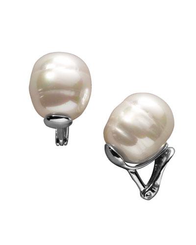 Baroque Pearl & Silver Earrings, Post Backs