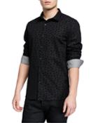 Men's Flocked Paisley Long-sleeve