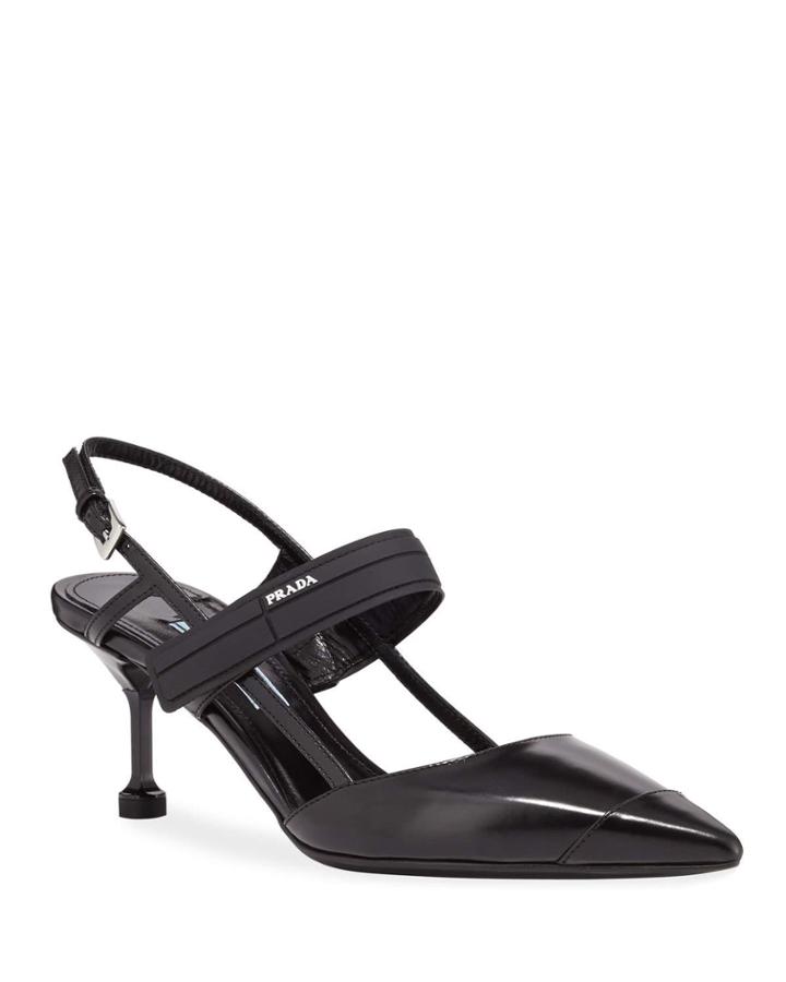 Colorblock Leather Slingback Pumps