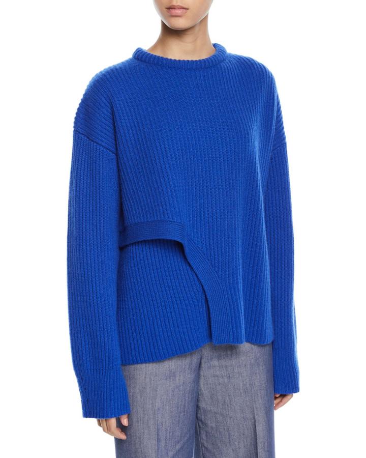 Crisscross Crewneck Ribbed Cashmere