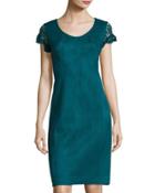 Cap-sleeve Faux-suede