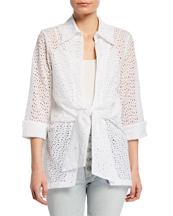 Cotton Eyelet Tie-front Tunic