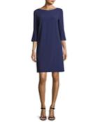 Pleated-sleeve Shift Dress, Deep