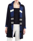 Open-front Reversible Striped Cashmere Knit Coat