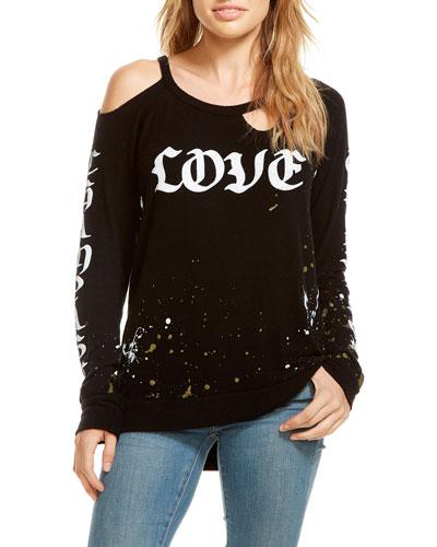 Love Champagne Cold-shoulder Tee