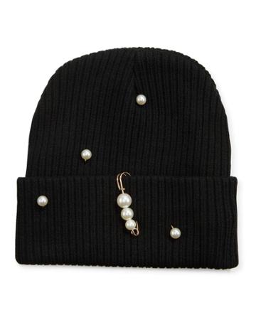 Pearly Knit Beanie With Pearly Pin