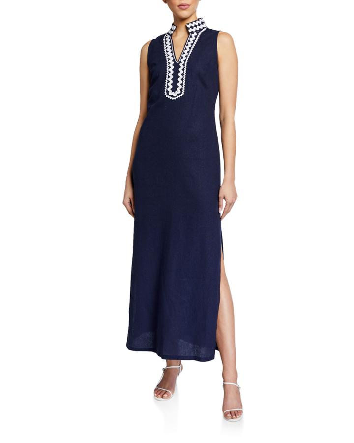 Linen-blend Maxi Tunic Dress
