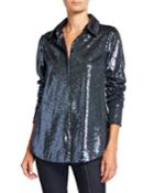 Isha Sequined Button-down Top