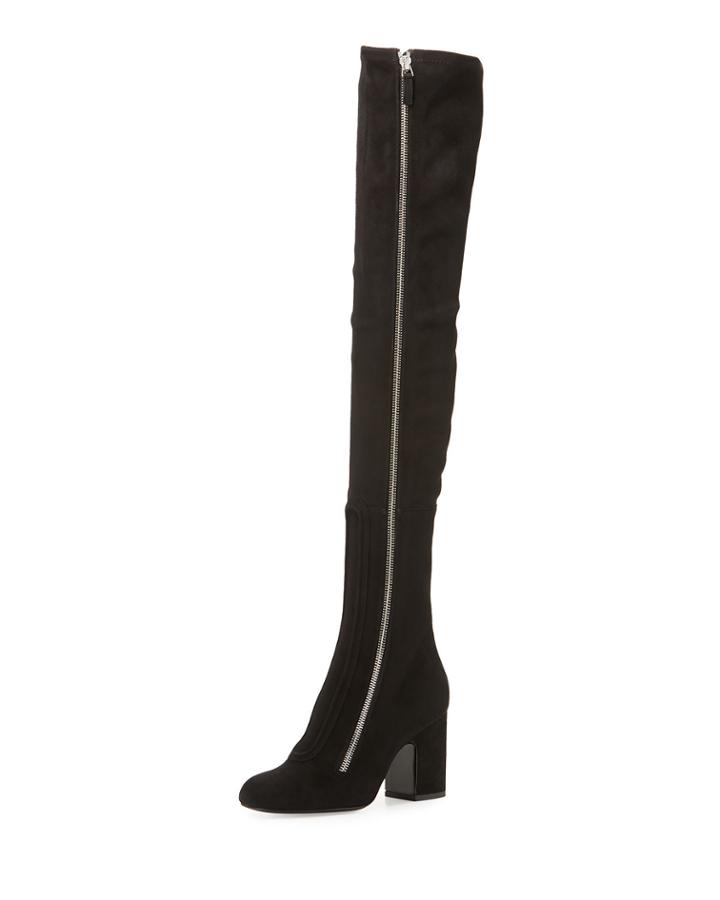 Over-the-knee Suede Zip-up Boot