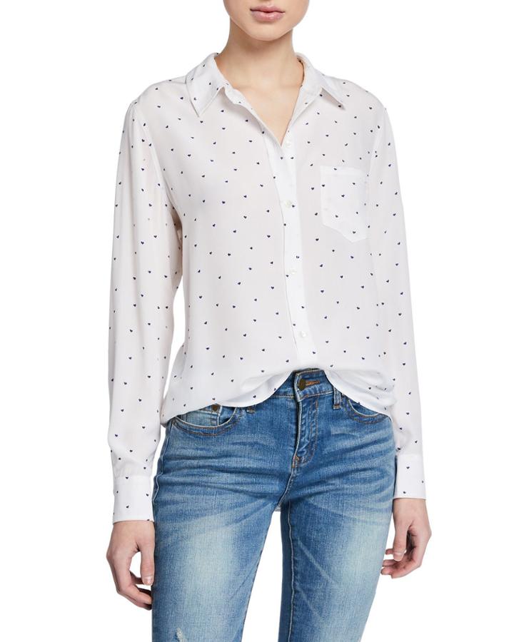 Kate Heart-print Button-down Blouse