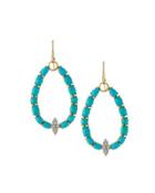 Moroccan 18k Yellow Gold Turquoise/diamond Drop Earrings