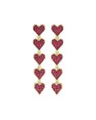 Linear Heart Dangle Earrings, Fuchsia