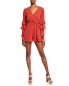 Silverlake Faux-wrap Ruffle Trim Romper