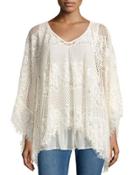 Crochet Poncho W/ Fringe Trim, Ivory