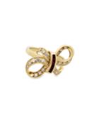 Estate 18k Yellow Gold Diamond & Ruby Bow Ring,