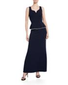 Peplum Pearl-trim Sweetheart-neck Gown
