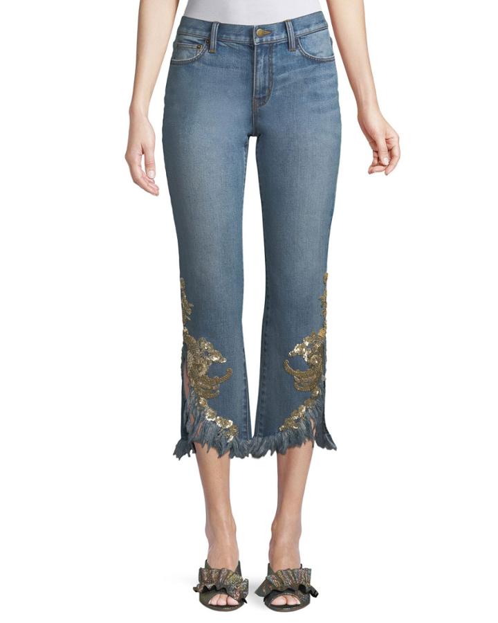 Embellished Rae Pants W/ Frayed Hem